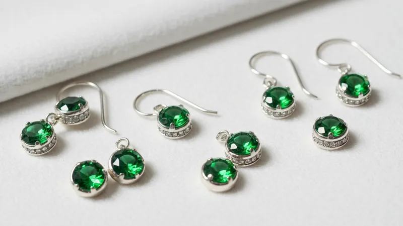 Les boucles d'oreilles en émeraude et argent