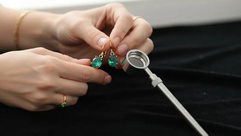 Vérifier les montures des boucles d'oreilles émeraude